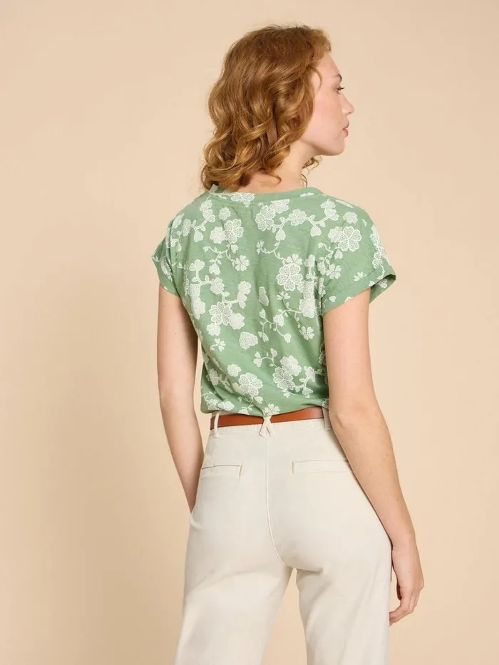 Women TOPS and TEES White Stuff NELLY NOTCH NECK COTTON TEE Green Print Women TOPS and TEES White Stuff NELLY NOTCH NECK COTTON TEE Green Print