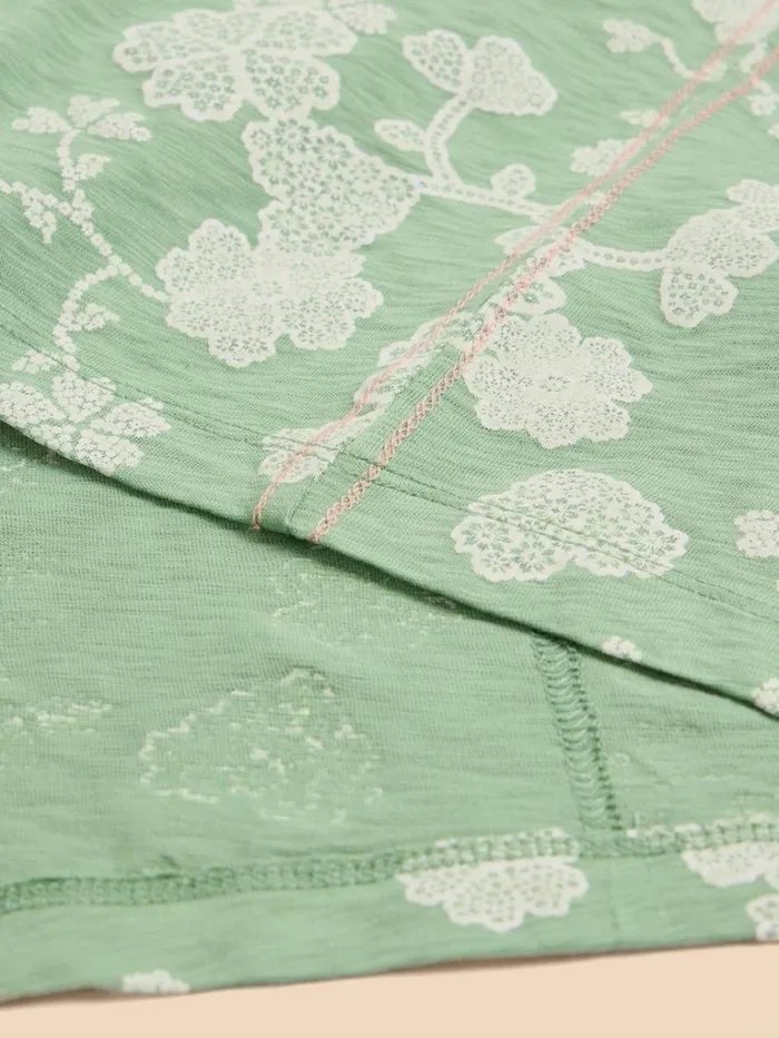 Women TOPS and TEES White Stuff NELLY NOTCH NECK COTTON TEE Green Print Women TOPS and TEES White Stuff NELLY NOTCH NECK COTTON TEE Green Print