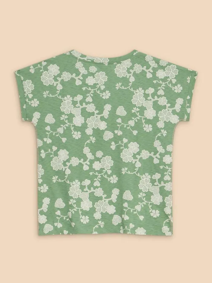 Women TOPS and TEES White Stuff NELLY NOTCH NECK COTTON TEE Green Print Women TOPS and TEES White Stuff NELLY NOTCH NECK COTTON TEE Green Print
