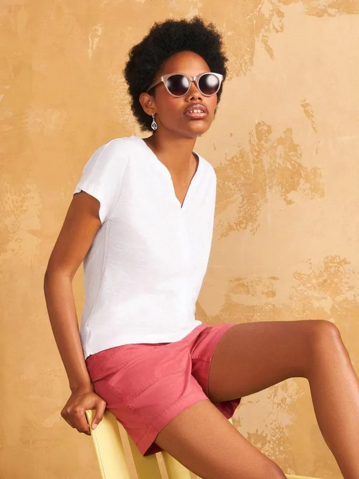 Women TOPS and TEES White Stuff Nelly Notch Neck Tee Natural White Women TOPS and TEES White Stuff Nelly Notch Neck Tee Natural White