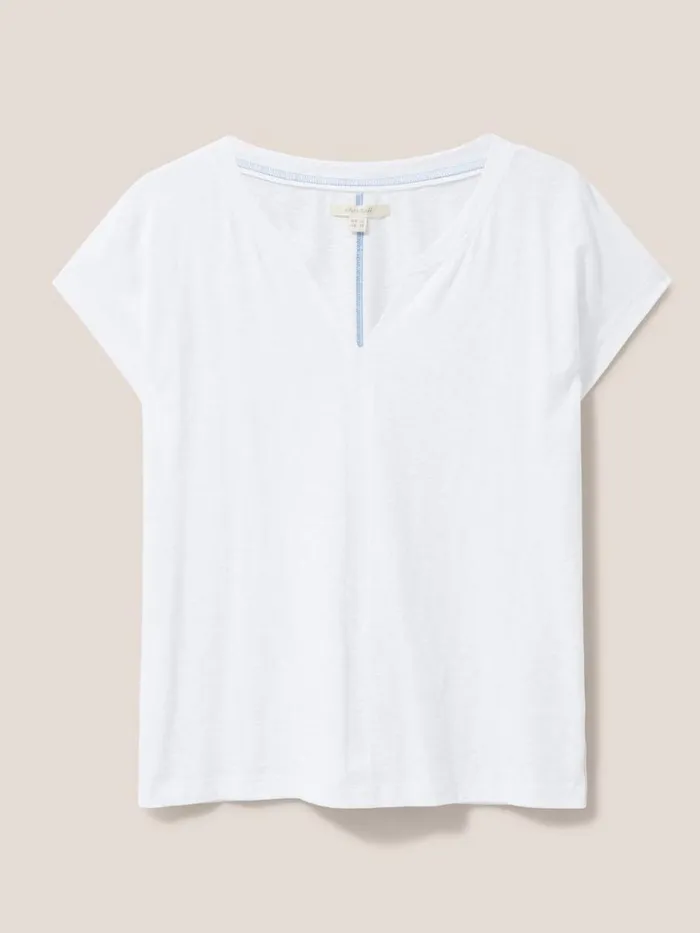 Women TOPS and TEES White Stuff Nelly Notch Neck Tee Natural White Women TOPS and TEES White Stuff Nelly Notch Neck Tee Natural White