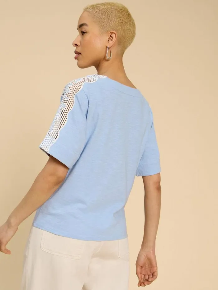 Women TOPS and TEES White Stuff SARA TIE HEM CREW NECK TOP Mid Blue Women TOPS and TEES White Stuff SARA TIE HEM CREW NECK TOP Mid Blue
