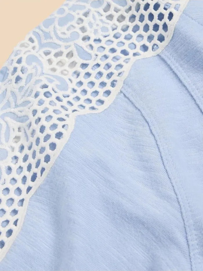 Women TOPS and TEES White Stuff SARA TIE HEM CREW NECK TOP Mid Blue Women TOPS and TEES White Stuff SARA TIE HEM CREW NECK TOP Mid Blue
