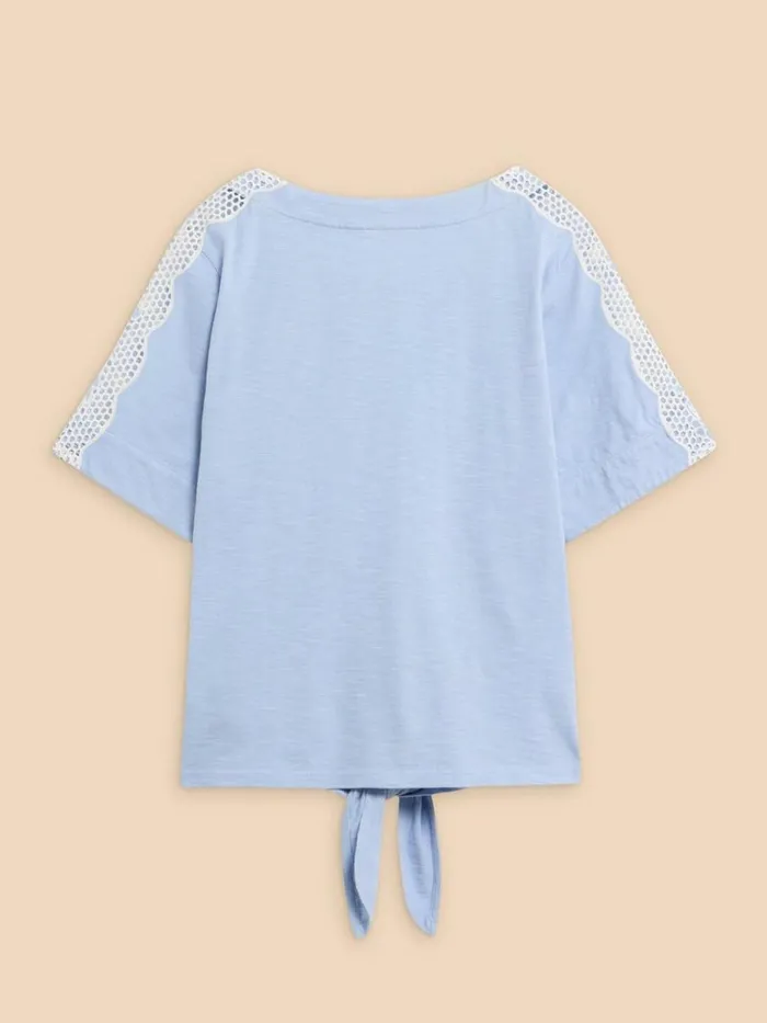 Women TOPS and TEES White Stuff SARA TIE HEM CREW NECK TOP Mid Blue Women TOPS and TEES White Stuff SARA TIE HEM CREW NECK TOP Mid Blue