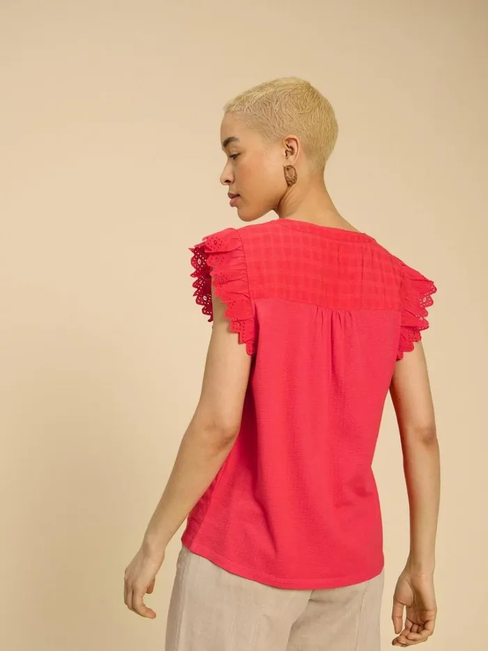 Women TOPS and TEES White Stuff TESSA WOVEN FRILL TOP Bright Orange Women TOPS and TEES White Stuff TESSA WOVEN FRILL TOP Bright Orange