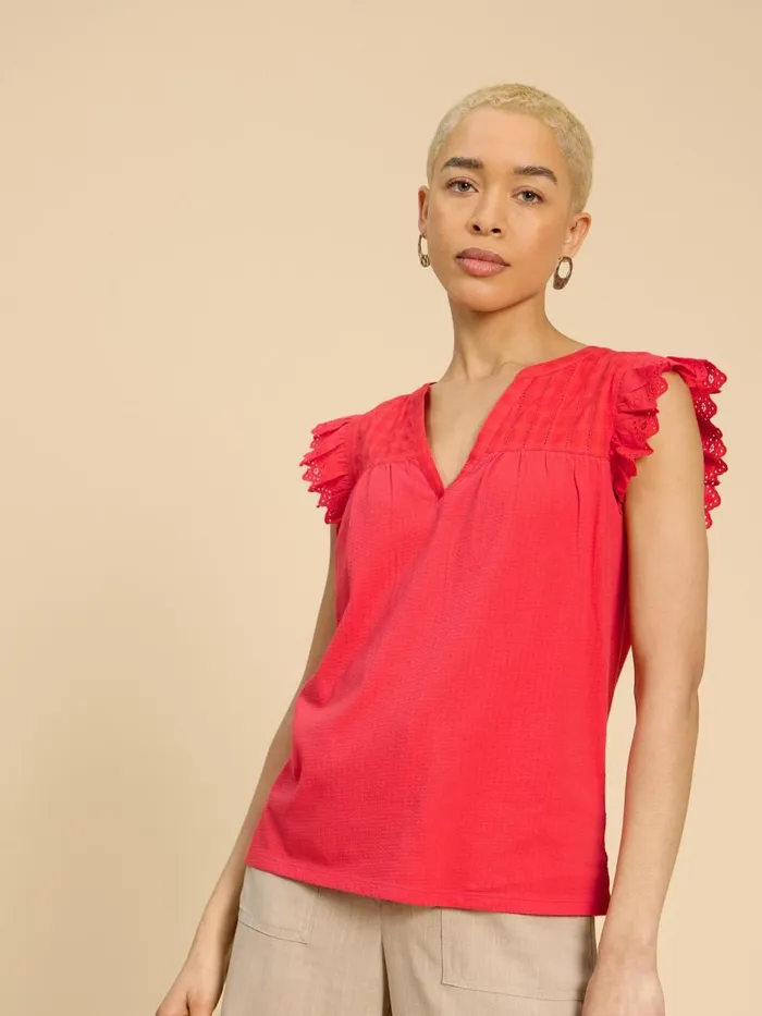 Women TOPS and TEES White Stuff TESSA WOVEN FRILL TOP Bright Orange Women TOPS and TEES White Stuff TESSA WOVEN FRILL TOP Bright Orange