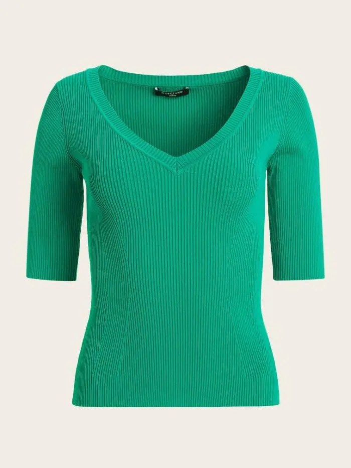 Women Tops And Sweaters Marciano Aretha Ribbed Sweater Top Classic Emeral Women Tops And Sweaters Marciano Aretha Ribbed Sweater Top Classic Emeral