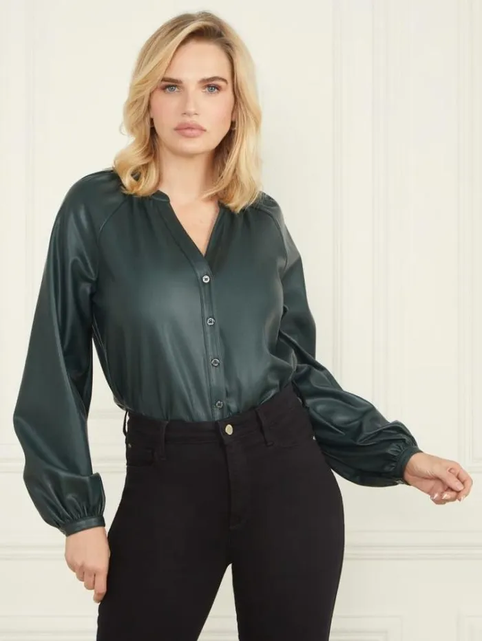 Women Tops And Sweaters Marciano Foxton Blouse Chenille Green