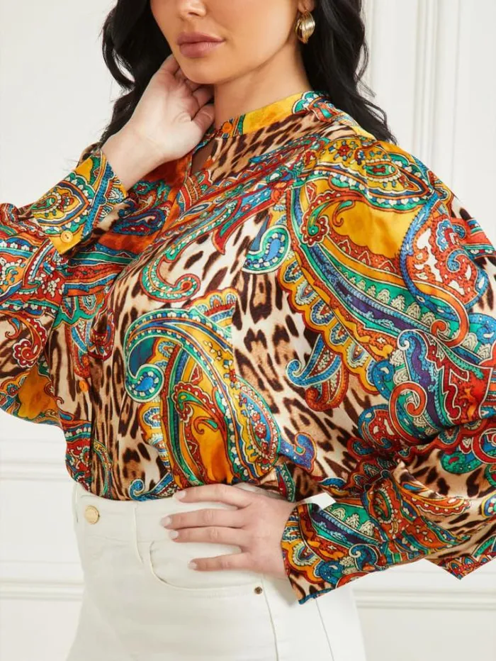 Women Tops And Sweaters Marciano Phoenix Rising Yvonne Blouse Phoenix Rising Print Women Tops And Sweaters Marciano Phoenix Rising Yvonne Blouse Phoenix Rising Print
