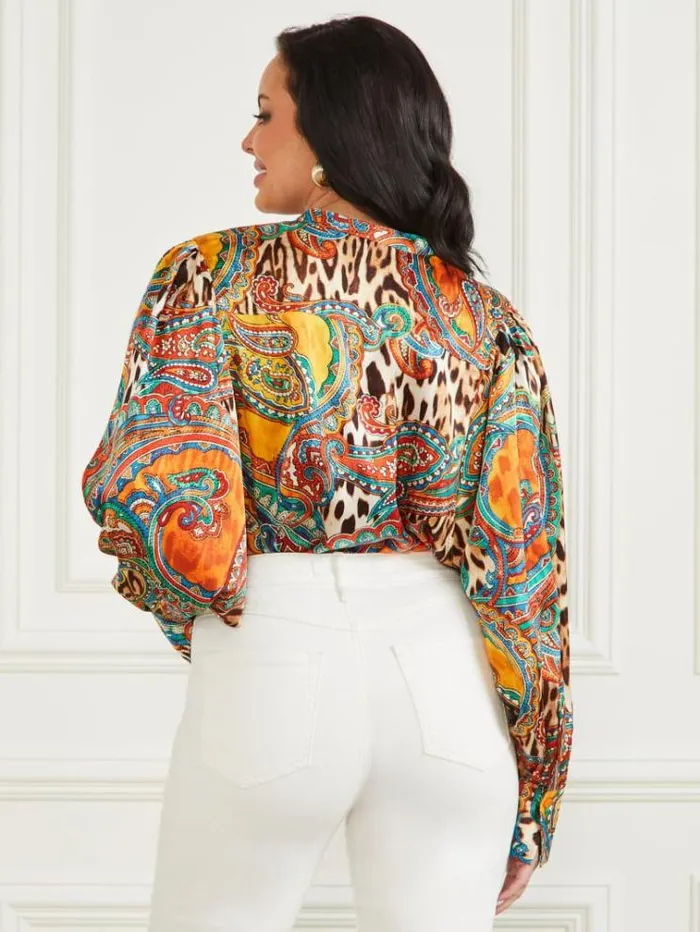 Women Tops And Sweaters Marciano Phoenix Rising Yvonne Blouse Phoenix Rising Print Women Tops And Sweaters Marciano Phoenix Rising Yvonne Blouse Phoenix Rising Print