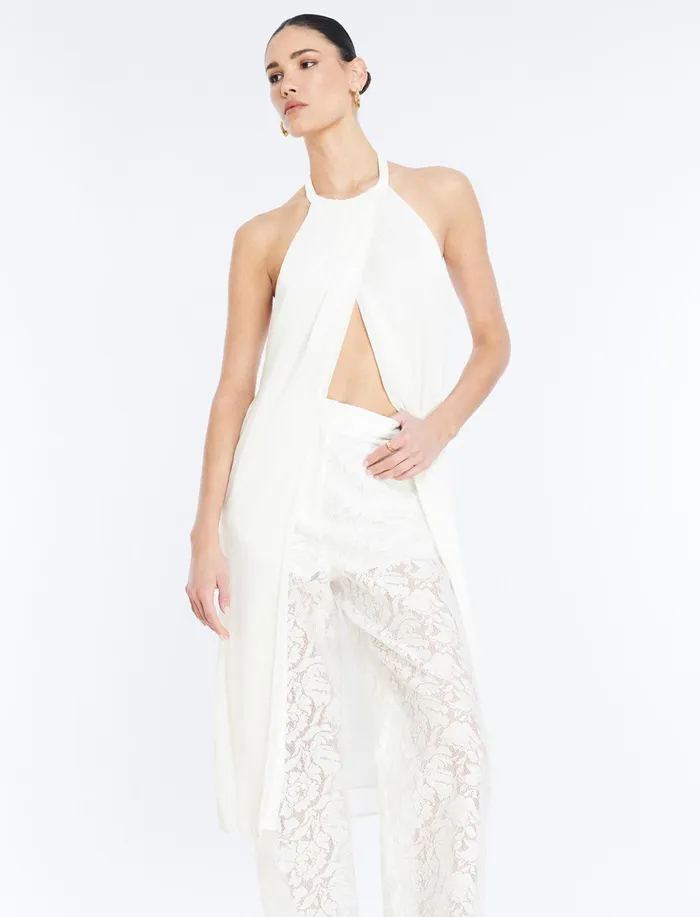 Women Tops BCBG Halter Tunic Top Gardenia