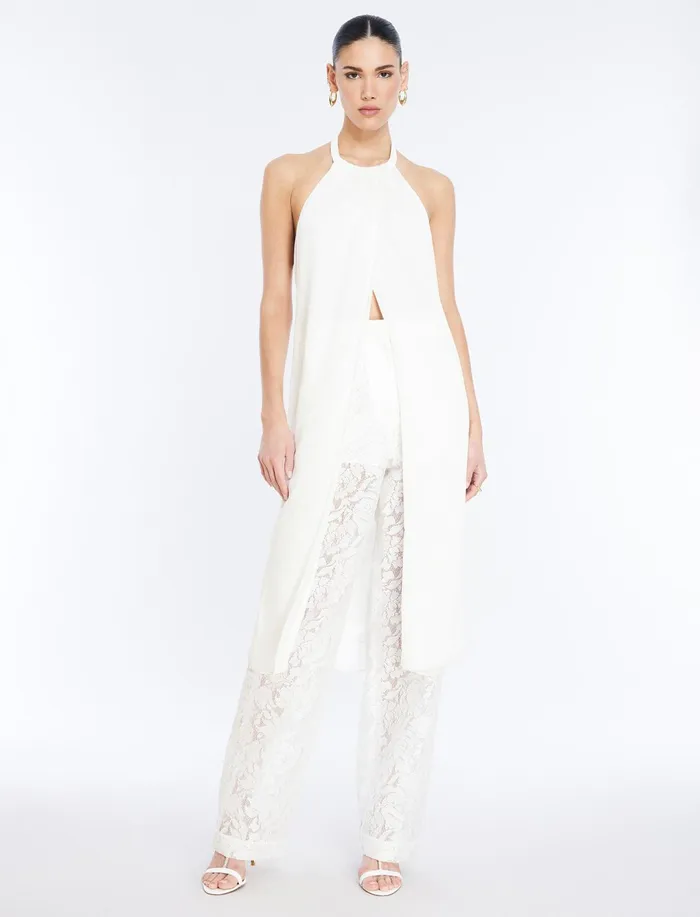 Women Tops BCBG Halter Tunic Top Gardenia