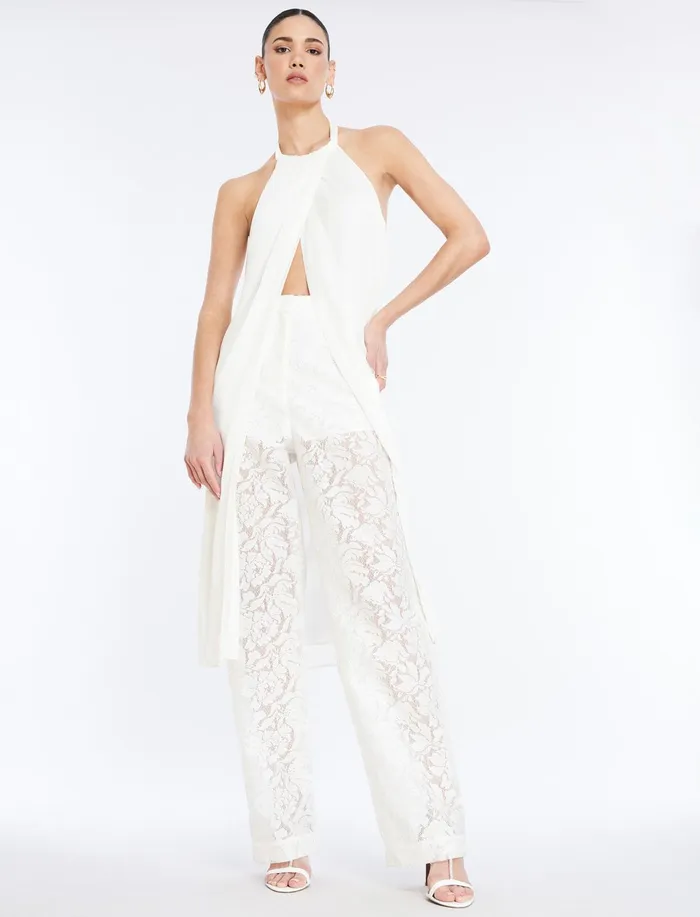 Women Tops BCBG Halter Tunic Top Gardenia