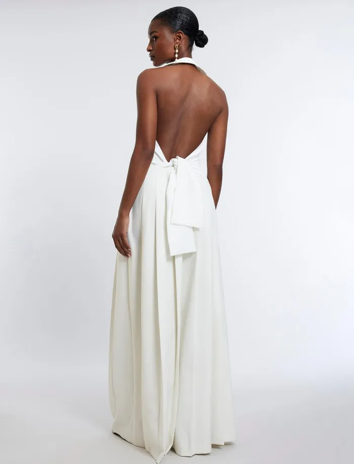 Women Tops BCBG TieBack Buttoned Vest Top Gardenia