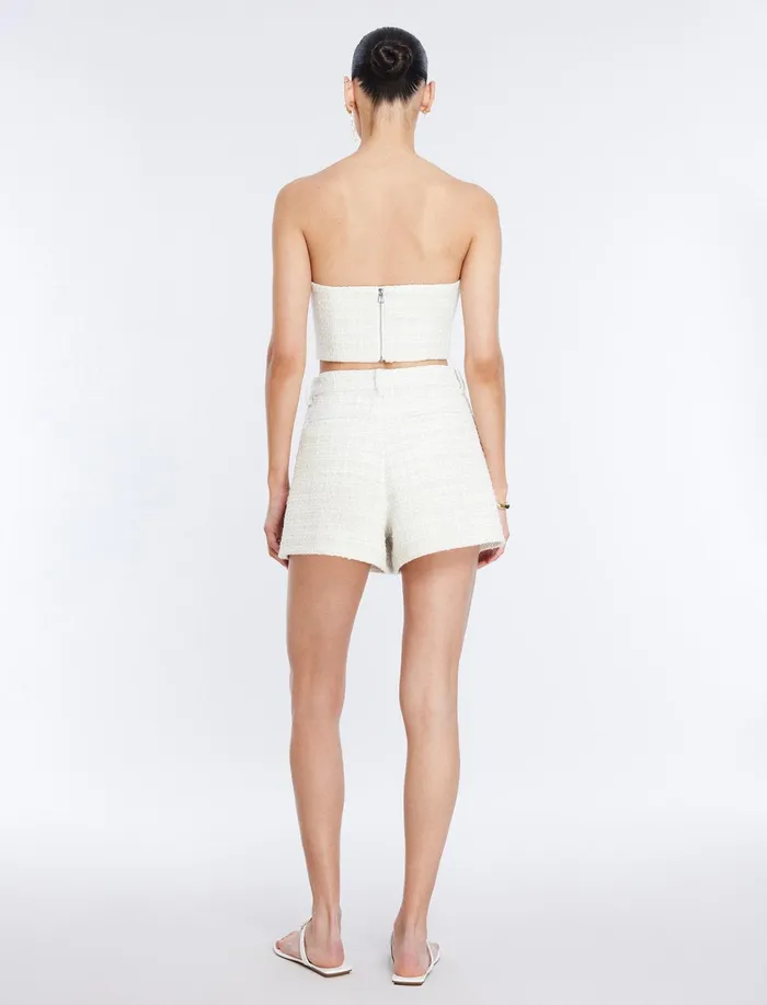 Women Tops BCBG Tweed Crop Top Gardenia