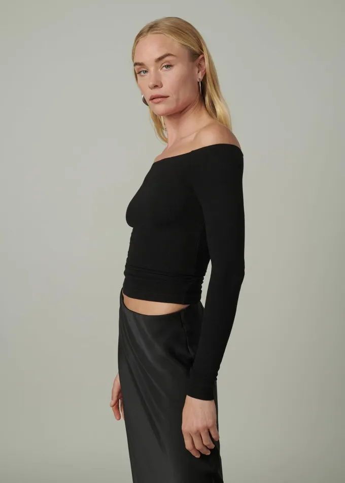 Women Tops Joe039s Jeans THE DEVIN OFF THE SHOULDER TOP Black