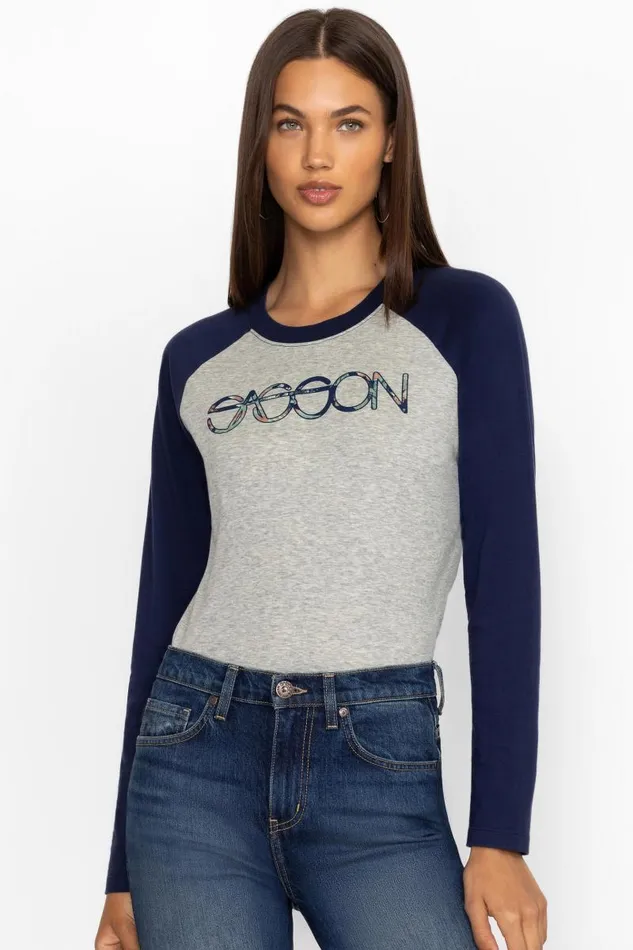 Women Tops Johnny Was BASEBALL TEE Heather Grey