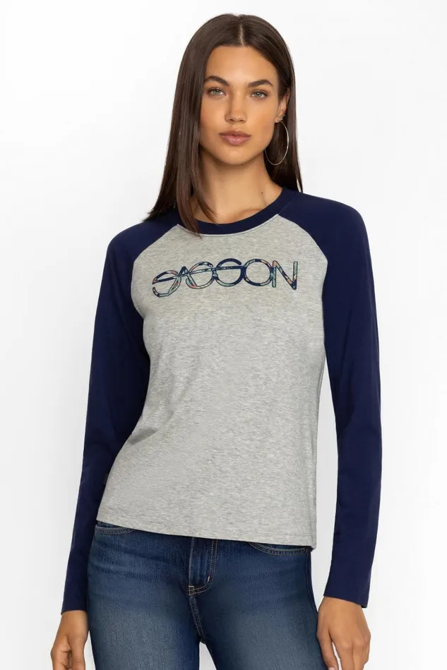 Women Tops Johnny Was BASEBALL TEE Heather Grey Women Tops Johnny Was BASEBALL TEE Heather Grey