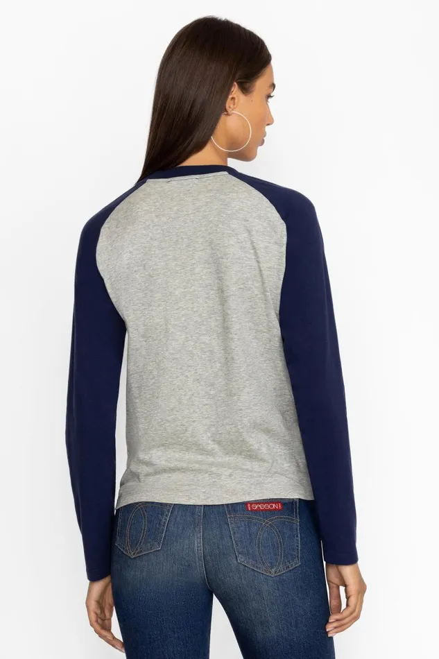 Women Tops Johnny Was BASEBALL TEE Heather Grey Women Tops Johnny Was BASEBALL TEE Heather Grey