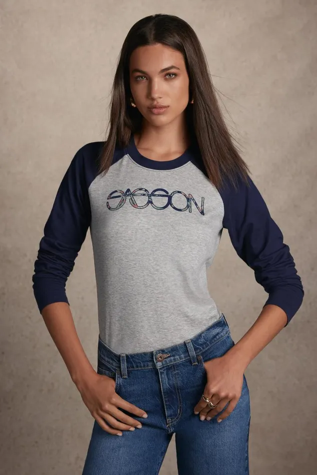 Women Tops Johnny Was BASEBALL TEE Heather Grey Women Tops Johnny Was BASEBALL TEE Heather Grey