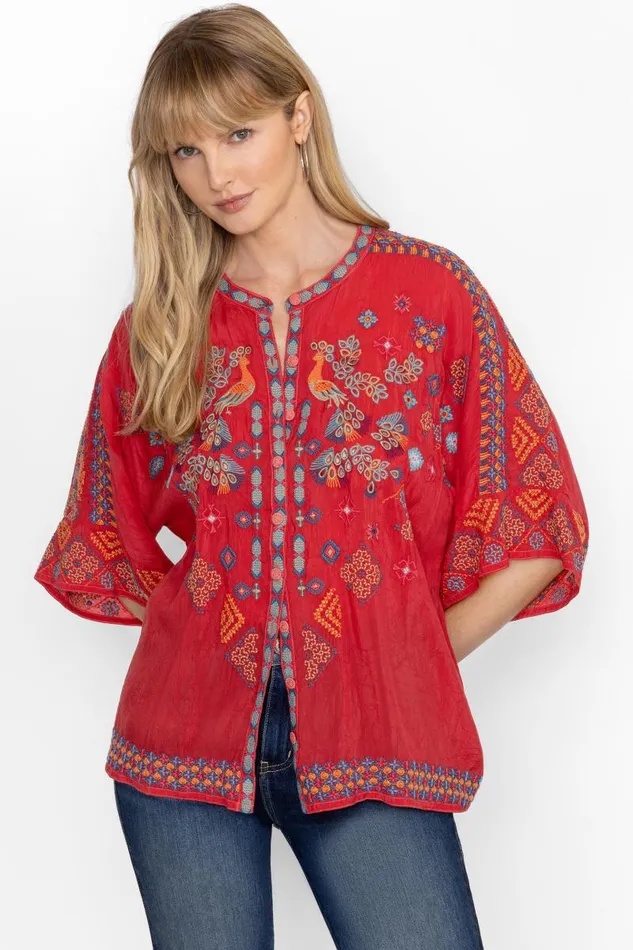Women Tops Johnny Was BRONY BLOUSE Equestrian Red Women Tops Johnny Was BRONY BLOUSE Equestrian Red