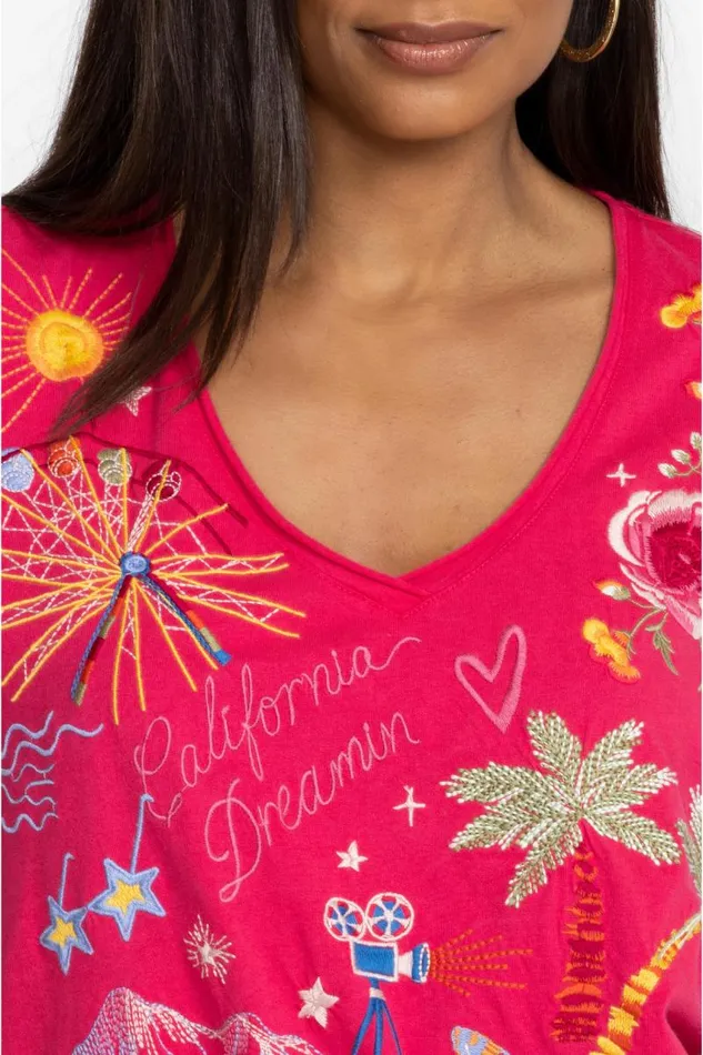 Women Tops Johnny Was California Everyday Tee Raspberry Women Tops Johnny Was California Everyday Tee Raspberry