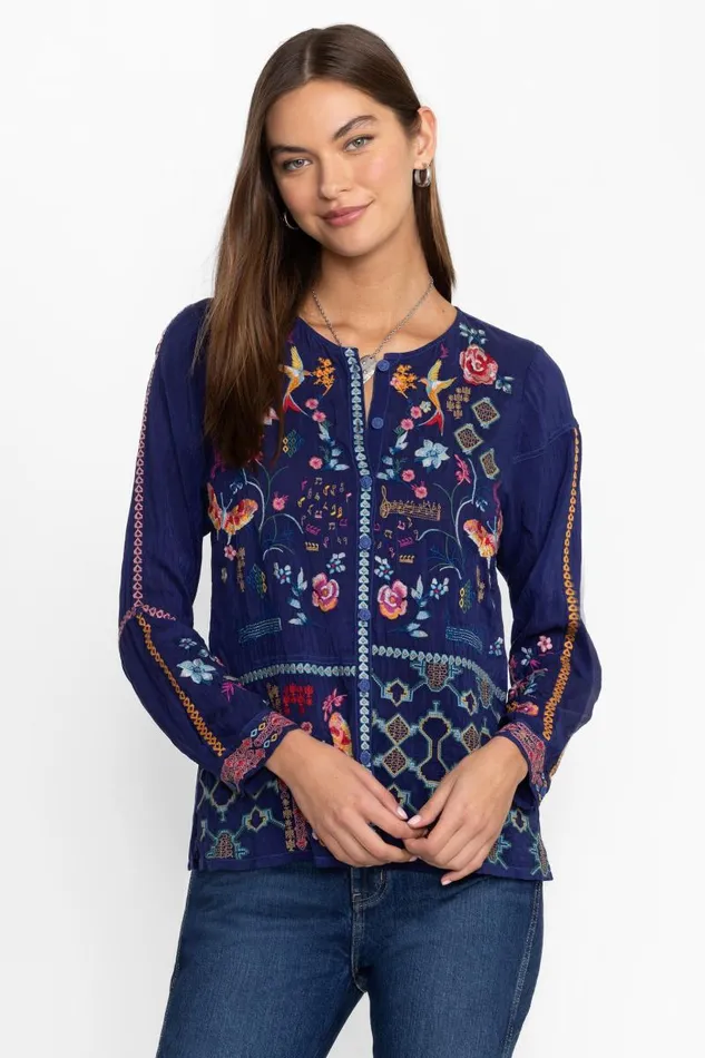 Women Tops Johnny Was CATINA BLOUSE Beacon Blue