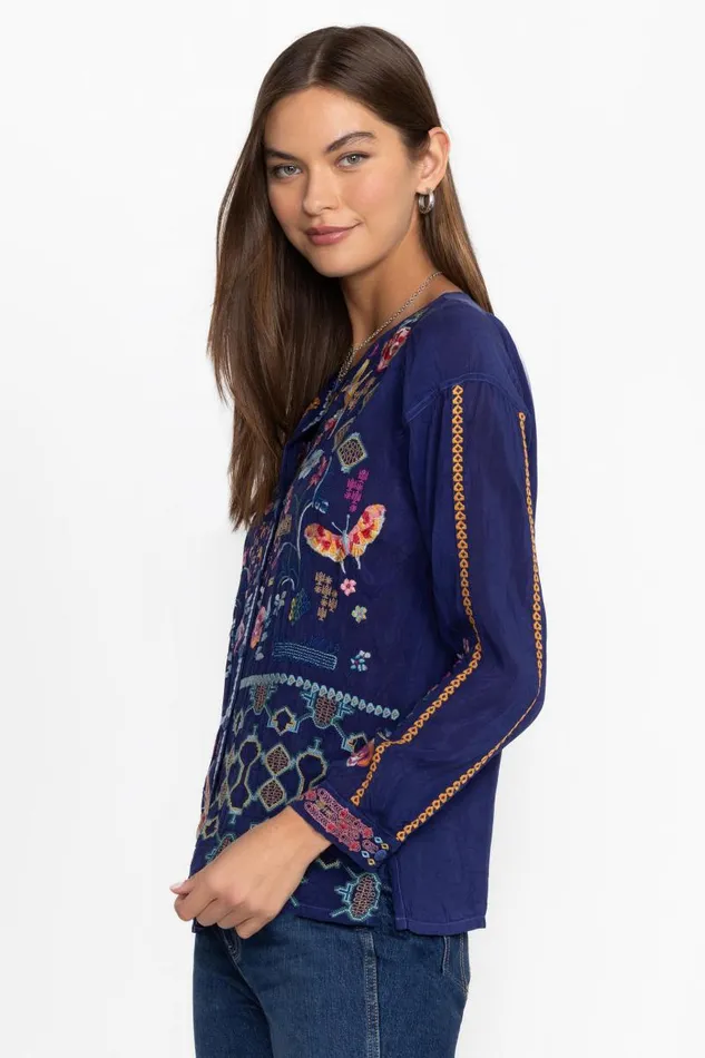 Women Tops Johnny Was CATINA BLOUSE Beacon Blue Women Tops Johnny Was CATINA BLOUSE Beacon Blue