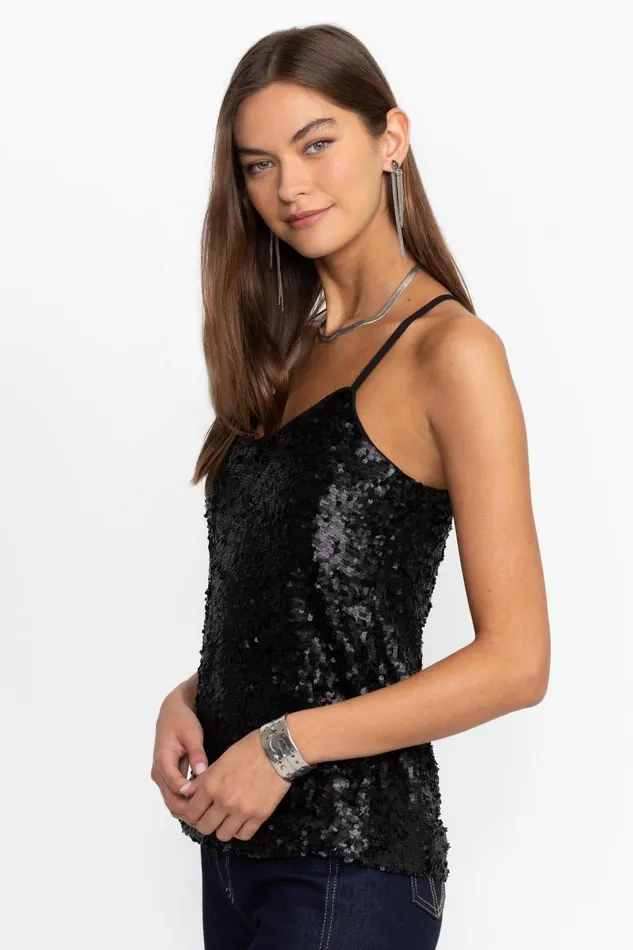 Women Tops Johnny Was ETTA SEQUIN CAMI Black Sequin Women Tops Johnny Was ETTA SEQUIN CAMI Black Sequin