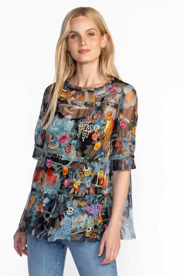 Women Tops Johnny Was MAZZY RUFFLE TIERED BLOUSE Peonee Night Women Tops Johnny Was MAZZY RUFFLE TIERED BLOUSE Peonee Night