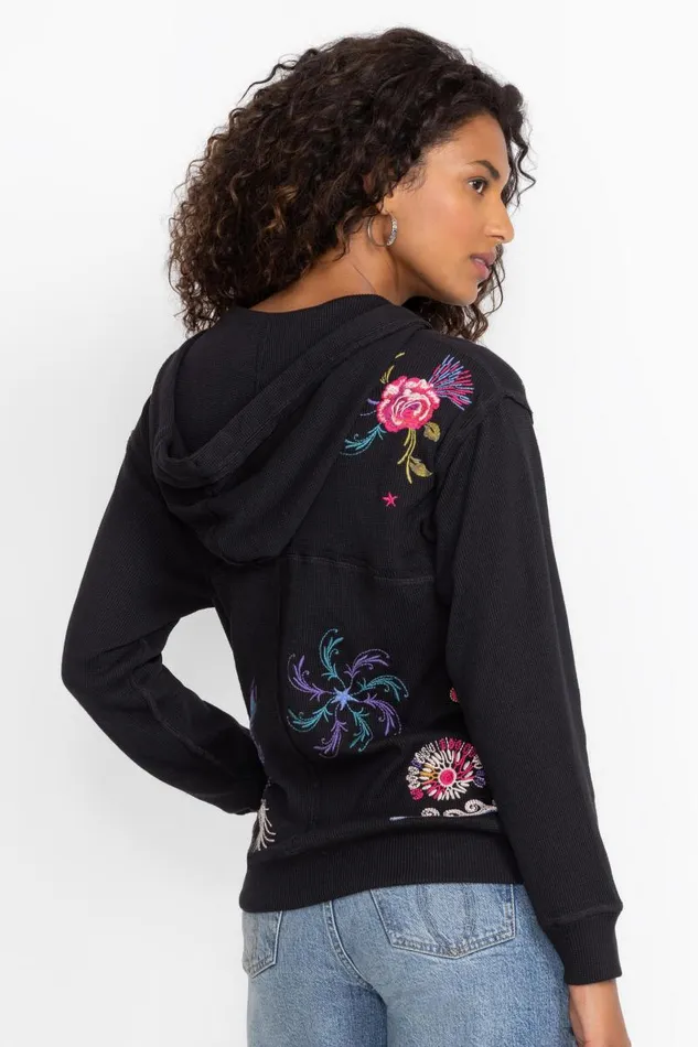 Women Tops Johnny Was RELAXED THERMAL HOODIE Black Women Tops Johnny Was RELAXED THERMAL HOODIE Black