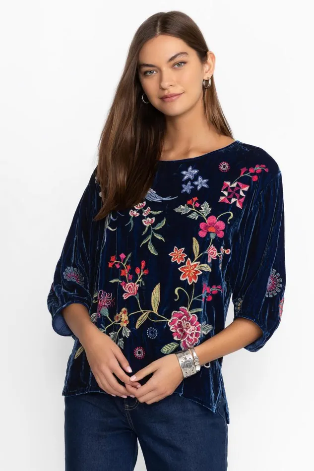 Women Tops Johnny Was VELVET BOATNECK BLOUSE Bellwether Women Tops Johnny Was VELVET BOATNECK BLOUSE Bellwether
