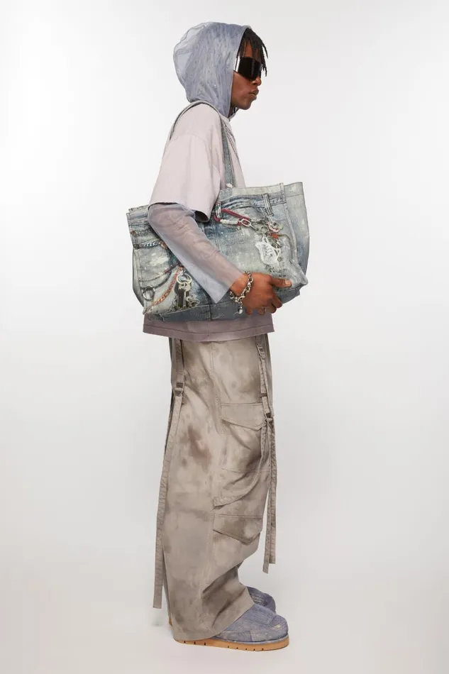 Women Tote Bag Printed Mid Blue Acne Studios Bags