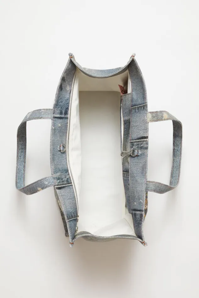 Women Tote Bag Printed Mid Blue Acne Studios Bags