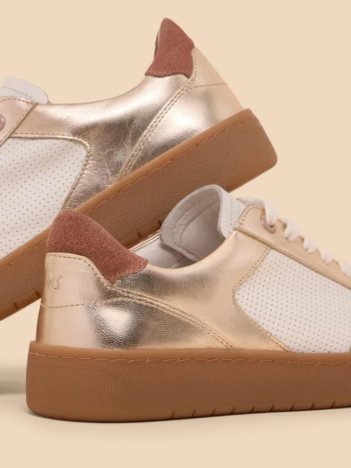 Women TRAINERS White Stuff Dahlia Leather Trainer Gold Tone Metallic Women TRAINERS White Stuff Dahlia Leather Trainer Gold Tone Metallic