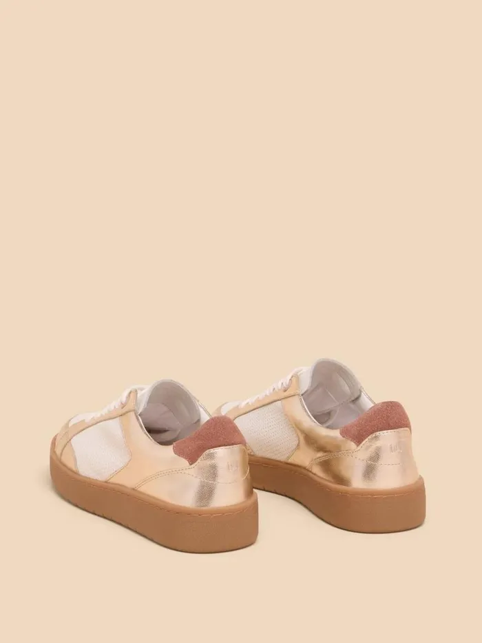 Women TRAINERS White Stuff Dahlia Leather Trainer Gold Tone Metallic Women TRAINERS White Stuff Dahlia Leather Trainer Gold Tone Metallic