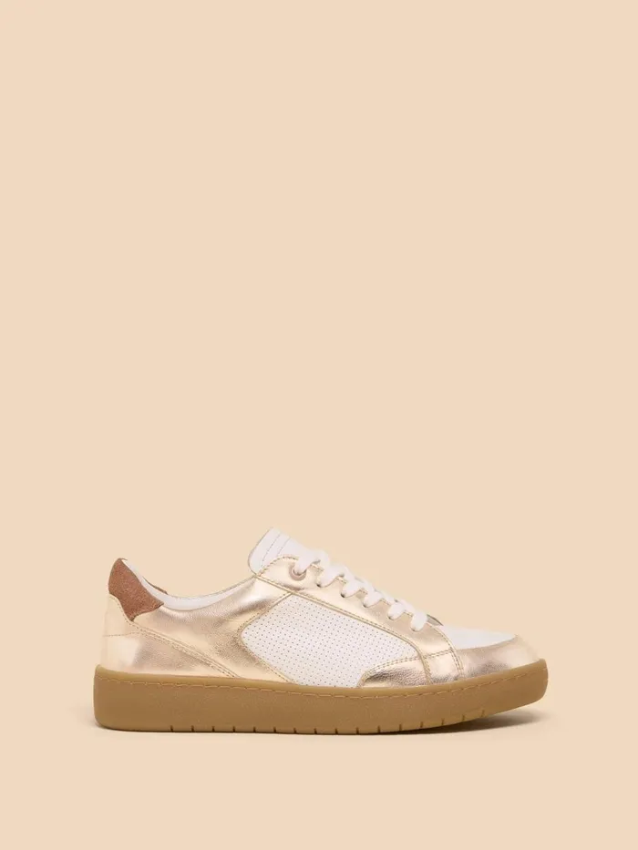 Women TRAINERS White Stuff Dahlia Leather Trainer Gold Tone Metallic Women TRAINERS White Stuff Dahlia Leather Trainer Gold Tone Metallic