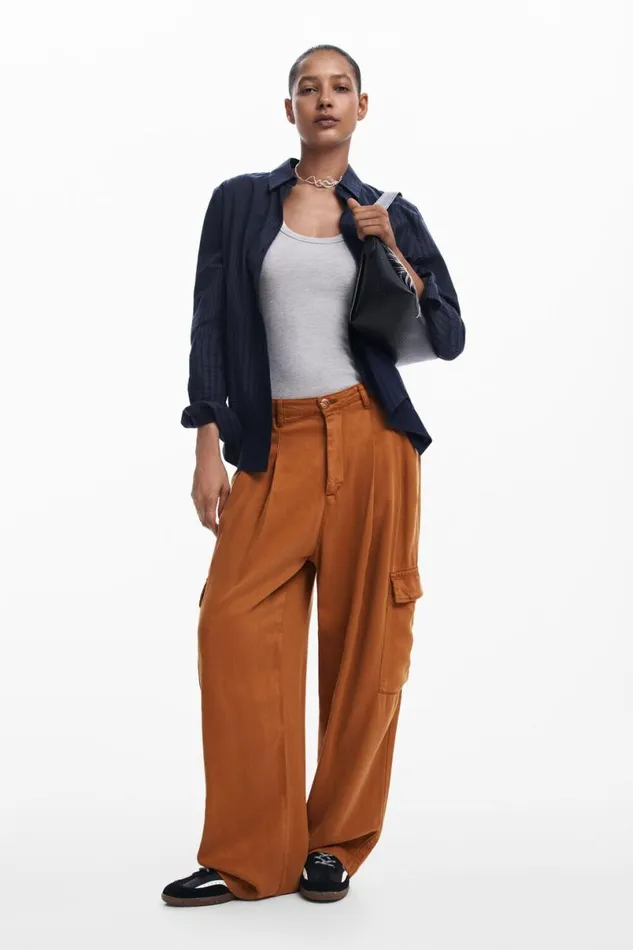 Women Trousers Desigual Flowy Cargo Pants