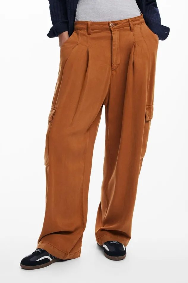 Women Trousers Desigual Flowy Cargo Pants
