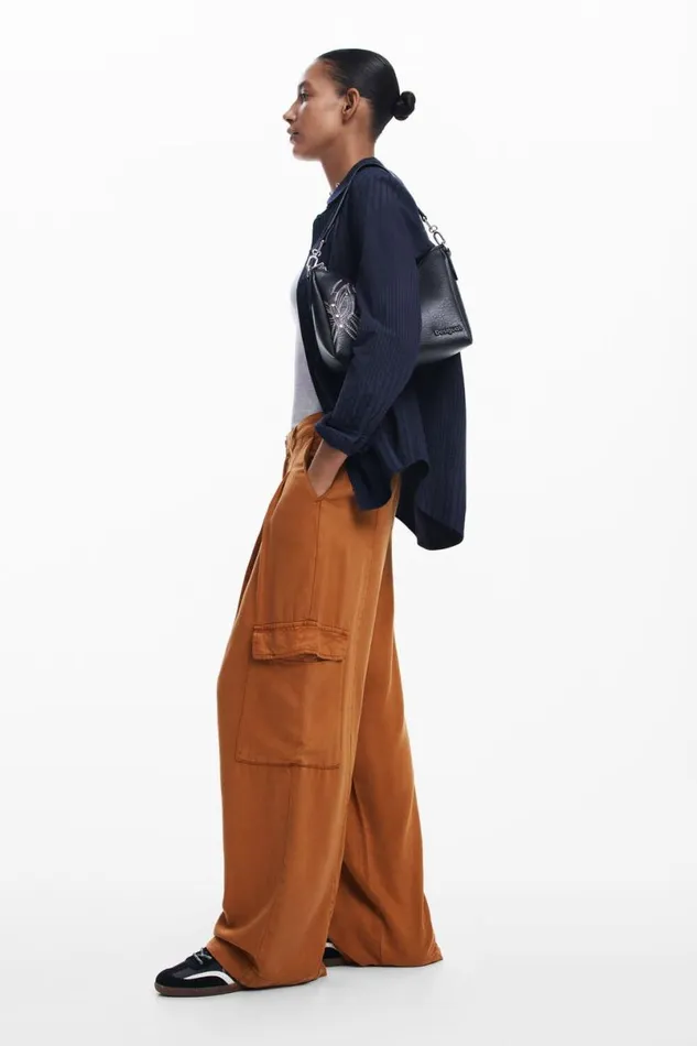 Women Trousers Desigual Flowy Cargo Pants