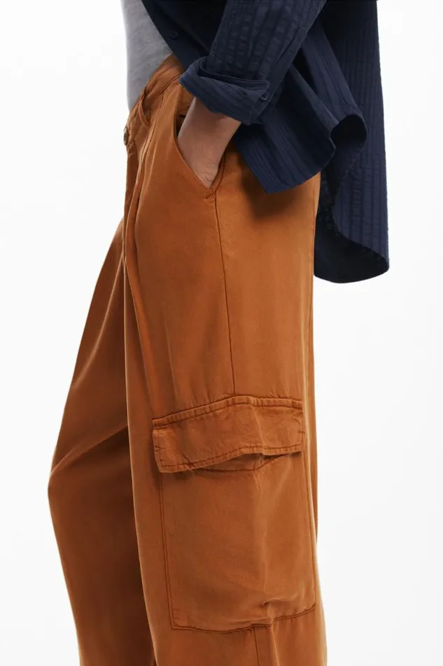 Women Trousers Desigual Flowy Cargo Pants