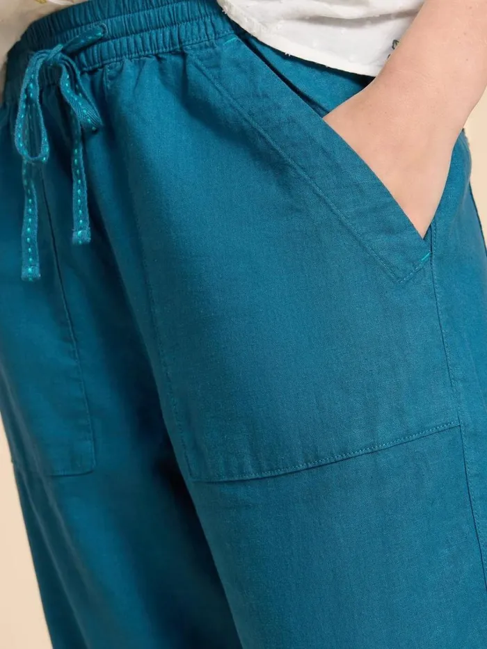 Women TROUSERS White Stuff Elle Linen Blend Trouser Mid Teal