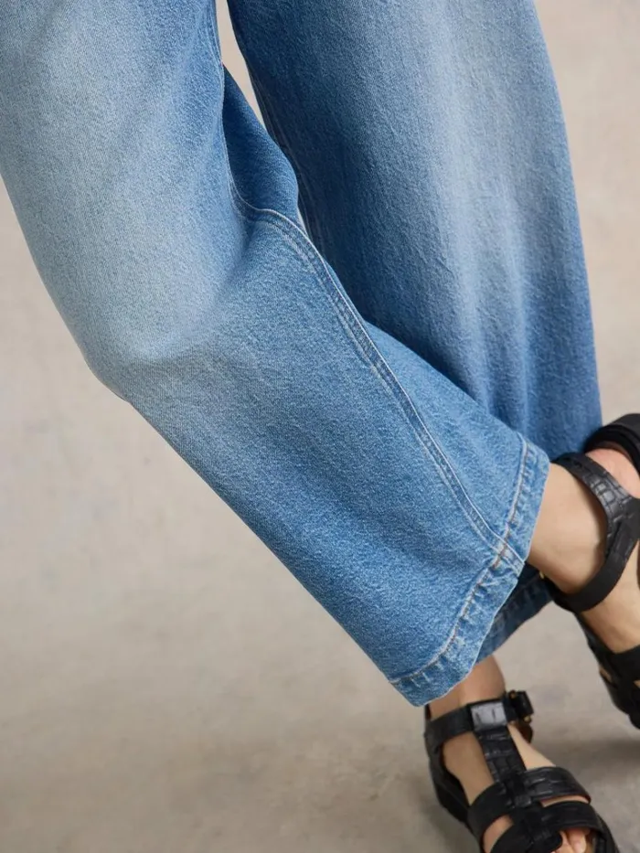 Women TROUSERS White Stuff Tia Wide Leg Crop Jean Mid Denim Women TROUSERS White Stuff Tia Wide Leg Crop Jean Mid Denim