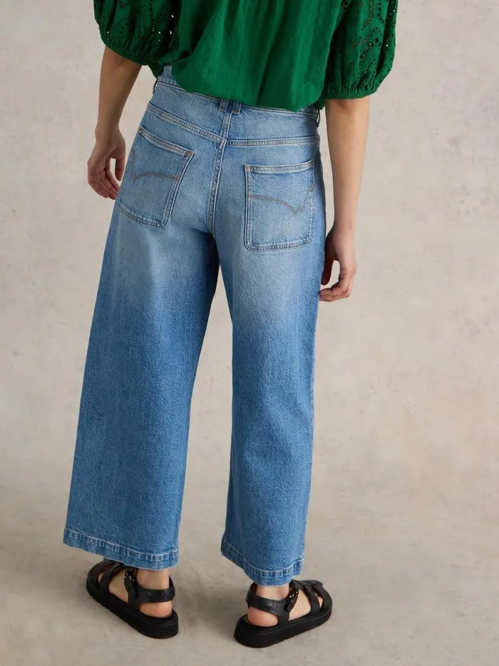 Women TROUSERS White Stuff Tia Wide Leg Crop Jean Mid Denim Women TROUSERS White Stuff Tia Wide Leg Crop Jean Mid Denim