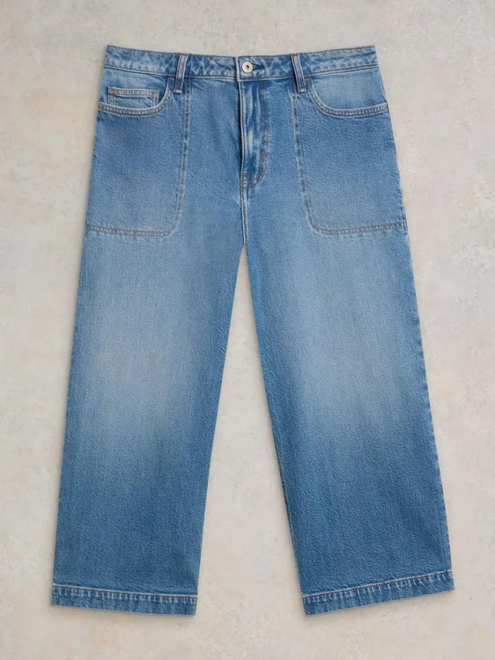 Women TROUSERS White Stuff Tia Wide Leg Crop Jean Mid Denim Women TROUSERS White Stuff Tia Wide Leg Crop Jean Mid Denim