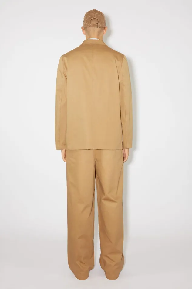 Women Twill Cotton Tailored Jacket Camel Brown Acne Studios Outerwear