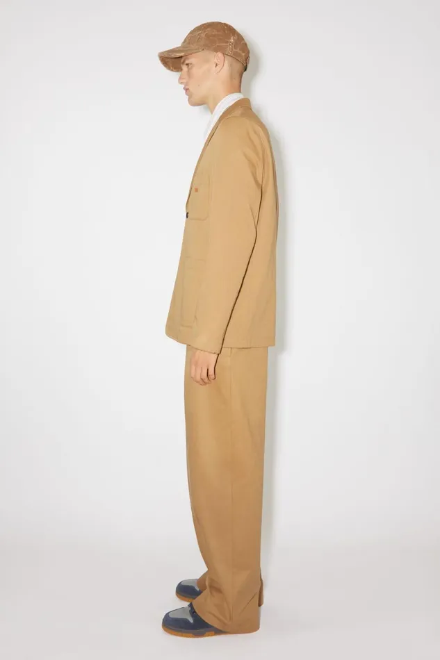 Women Twill Cotton Tailored Jacket Camel Brown Acne Studios Outerwear