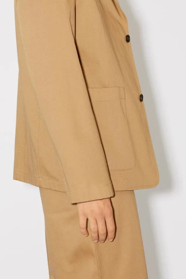 Women Twill Cotton Tailored Jacket Camel Brown Acne Studios Outerwear