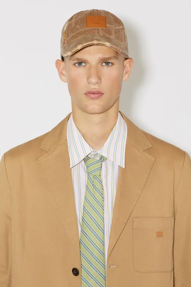 Women Twill Cotton Tailored Jacket Camel Brown Acne Studios Outerwear