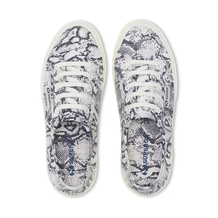 Women Unisex 2750 PRINT Sneaker WHITE AVORIONAVY SNAKE Superga Low Cut
